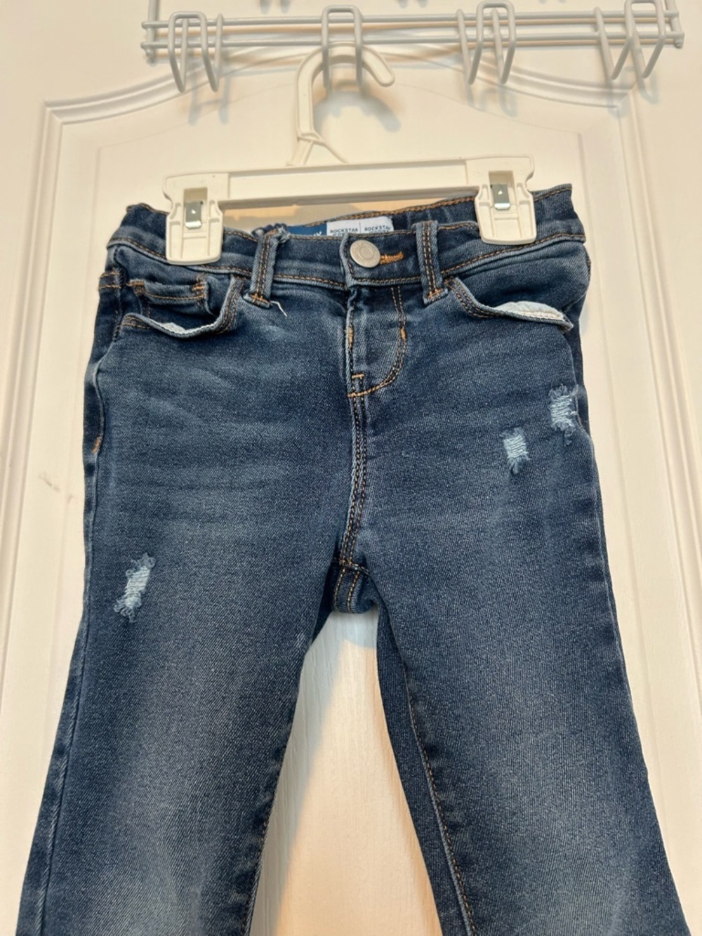 Old Navy Girls Dark Blue Distressed Skinny Jeans - Picture 3 of 3
